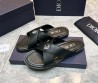 Мужские кожаные шлепанцы Christian Dior черные 2024
