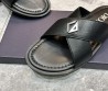 Мужские кожаные шлепанцы Christian Dior черные 2024