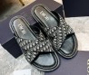 Мужские комбинированные шлепанцы Christian Dior черные с бежевым 2024