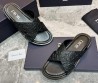 Мужские кожаные шлепанцы Christian Dior черные с логотипами 2024