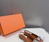 Женские кожаные туфли Hermes коричневые с пряжкой 2024