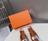 Женские кожаные туфли Hermes коричневые с пряжкой 2024