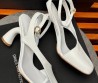 Женские кожаные босоножки Dries Van Noten белые каблук 10,3 см 2024