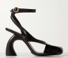 Женские кожаные босоножки Dries Van Noten черные каблук 10,3 см 2024