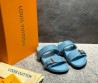 Женские кожаные шлепанцы Louis Vuitton Bom Dia flat comfort голубые 2024