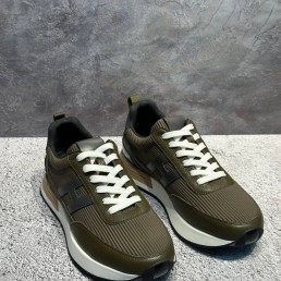 Мужские текстильные кроссовки Hermes зеленые 2024