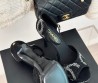 Женские замшевые босоножки Chanel черные в стразах каблук 10,5 см 2024
