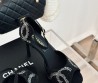 Женские замшевые босоножки Chanel черные в стразах каблук 10,5 см 2024