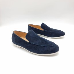 Мужские замшевые лоферы Bottega Veneta синие 2024