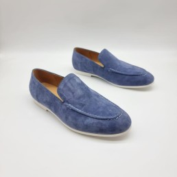 Мужские замшевые лоферы Bottega Veneta голубые 2024