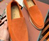 Мужские замшевые лоферы Loro Piana Summer walk оранжевые 2024