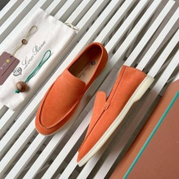 Мужские замшевые лоферы Loro Piana Summer walk оранжевые 2024