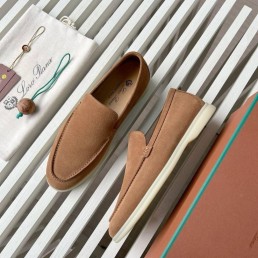 Мужские замшевые лоферы Loro Piana Summer walk коричневые 2024