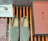 Мужские замшевые лоферы Loro Piana Summer walk серые 2024