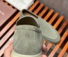 Мужские замшевые лоферы Loro Piana Summer walk серые 2024
