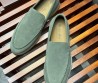 Мужские замшевые лоферы Loro Piana Summer walk серые 2024