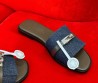 Женские комбинированные шлепанцы Hermes синие с черным 2024