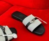 Женские комбинированные шлепанцы Hermes серые с черным 2024