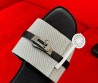 Женские комбинированные шлепанцы Hermes серые с черным 2024