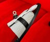 Женские комбинированные шлепанцы Hermes серые с черным 2024