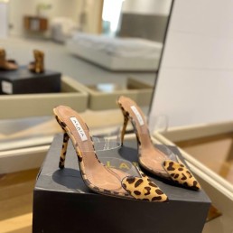 Женские комбинированные туфли Alaia коричневые с принтом 2024