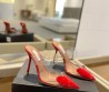 Женские кожаные туфли Alaia красные с прозрачными вставками 2024