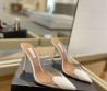 Женские кожаные туфли Alaia белые с прозрачными вставками 2024