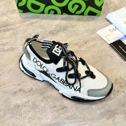 Мужские текстильные кроссовки Dolce & Gabbana белые с черным 2024