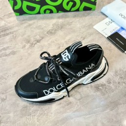 Мужские текстильные кроссовки Dolce & Gabbana черные с белым 2024