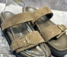 Женские замшевые шлепанцы Louis Vuitton Bom Dia flat comfort зеленые 2024