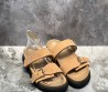 Женские замшевые шлепанцы Louis Vuitton Bom Dia flat comfort бежевые 2024