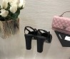 Женские кожаные туфли Chanel с квадратным носком черные 2024
