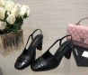 Женские кожаные туфли Chanel с квадратным носком черные 2024