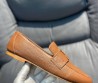 Женские кожаные лоферы Louis Vuitton коричневые с логотипом 2024