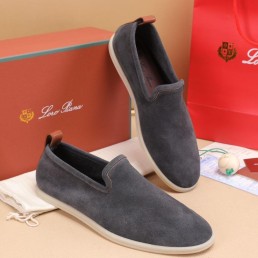 Мужские замшевые слипоны Loro Piana Venice Walk темно-серые 2024