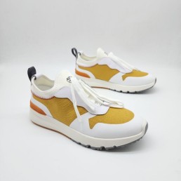 Мужские комбинированные кроссовки Brunello Cucinelli белые с желтым 2024