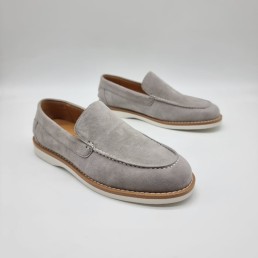 Мужские замшевые лоферы Brunello Cucinelli серые 2024
