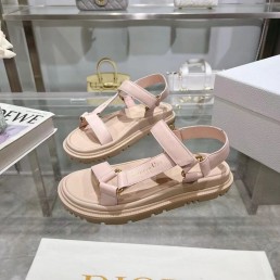 Женские кожаные сандалии Christian Dior D-Wave розовые 2024