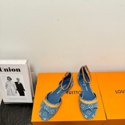 Женские джинсовые босоножки Louis Vuitton синие 2024
