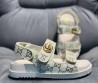 Женские текстильные сандалии Gucci молочные со стразами 2024