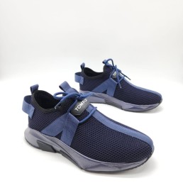 Мужские текстильные кроссовки Tom Ford синие с синей подошвой 2024