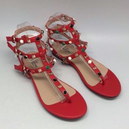 Женские кожаные сандалии Valentino Garavani Rockstud красные