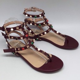 Кожаные сандалии Valentino Garavani Rockstud коричневые