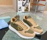 Женские комбинированные кроссовки Prada бежевые с зеленым 2024