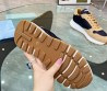 Женские комбинированные кроссовки Prada бежевые с синим 2024