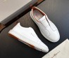 Мужские кожаные кеды без шнурков Santoni белые 2024