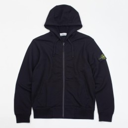 Мужское худи на молнии Stone Island черное 2024