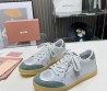 Женские кожаные кроссовки Miu Miu Bleached leather серые с зеленым замшевым носом 2024