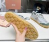 Женские кожаные кроссовки Miu Miu Bleached leather серые с зеленым замшевым носом 2024
