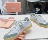 Женские кожаные кроссовки Miu Miu Bleached leather серые с зеленым замшевым носом 2024